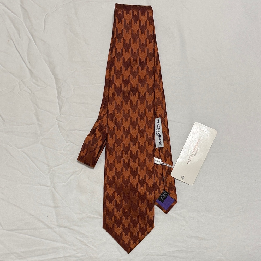 Dolce & Gabbana Brown Houndstooth Tie